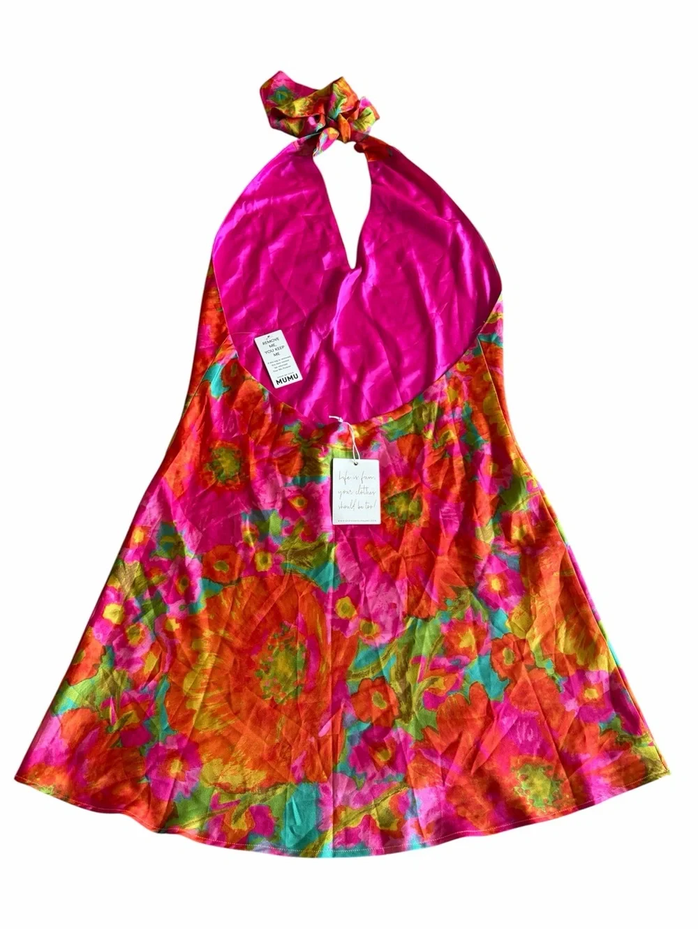 Show Me Your Mumu Jasmine Tie Halter Mini Dress Size Large NWT - Picture 4 of 7